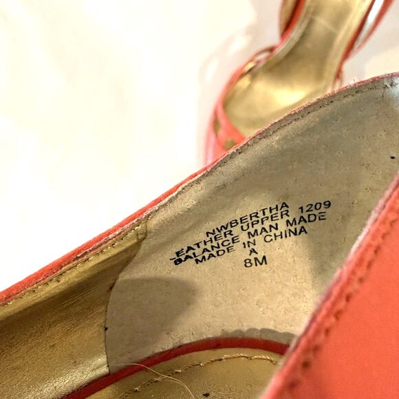 Nine West Red Coral Leather Cutout D'Orsay Bertha Pumps Size 8 - Picture 8 of 9